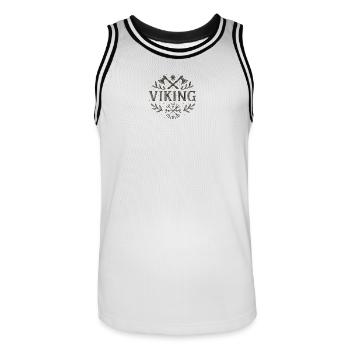 Symbole viking avec haches et Vegvisir - Maillot de basket Homme - blanc/noir - Devant - AI Model Male 185 dark (185cm)