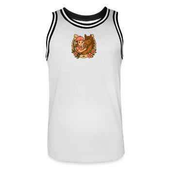 Petite cavalière et son cheval mignon - Maillot de basket Homme - blanc/noir - Devant - AI Model Male 185 dark (185cm)