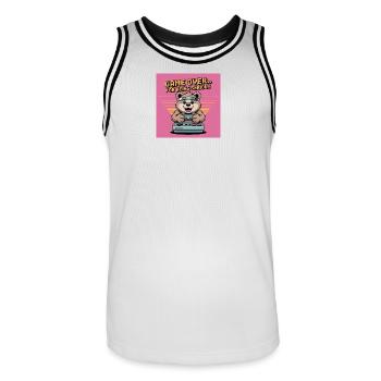 Teddy Bear Gierczak Funny Retro Theme - Men's Basketball Jersey - white/black - Front - AI Model Male 185 dark (185cm)