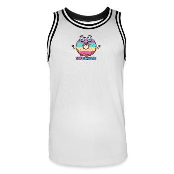 Crazy Donut - Men's Basketball Jersey - white/black - Front - AI Model Male 185 dark (185cm)