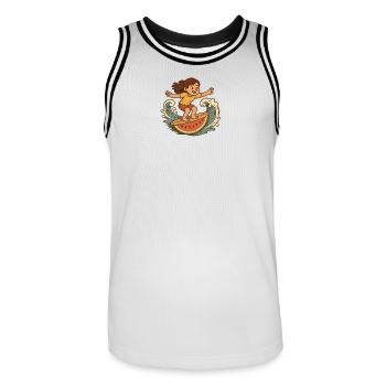 Surfergirl Watermelon - Men's Basketball Jersey - white/black - Front - AI Model Male 185 dark (185cm)