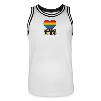 Pride Heart LGBT Support Design - Men's Basketball Jersey - white/black - Front - AI Model Male 185 dark (185cm)