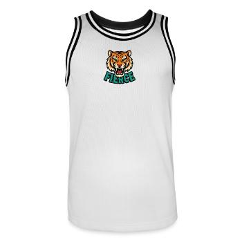 Wilder Tiger Grafik T-Shirt - Männer Basketball-Trikot - Weiß/Schwarz - Vorne - AI Model Male 185 dark (185cm)