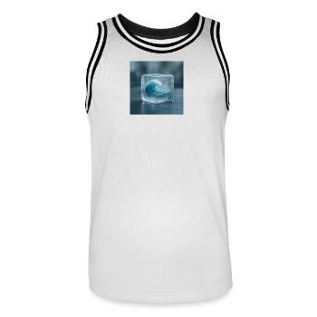Eisskulptur mit Meereswelle - Men's Basketball Jersey - white/black - Front - AI Model Male 185 dark (185cm)