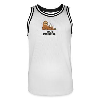 Paresseux avec tasse à café - Maillot de basket Homme - blanc/noir - Devant - AI Model Male 185 dark (185cm)