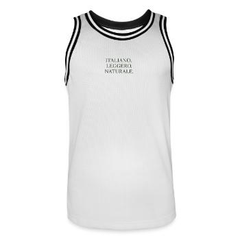 Italienische Leichtigkeit Natürliche Schrift - Männer Basketball-Trikot - Weiß/Schwarz - Vorne - AI Model Male 185 dark (185cm)