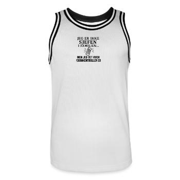 Humorous Family HumorDesign - Men's Basketball Jersey - white/black - Front - AI Model Male 185 dark (185cm)