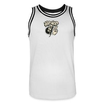 Hip Hop Mikrofon Premium Design - Männer Basketball-Trikot - Weiß/Schwarz - Vorne - AI Model Male 185 dark (185cm)