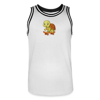 Cute turtle on skateboard - Men's Basketball Jersey - white/black - Front - AI Model Male 185 dark (185cm)