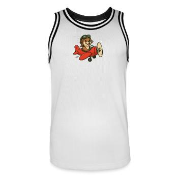 Abenteuerlicher Otter im Flugzeug - Männer Basketball-Trikot - Weiß/Schwarz - Vorne - AI Model Male 185 dark (185cm)