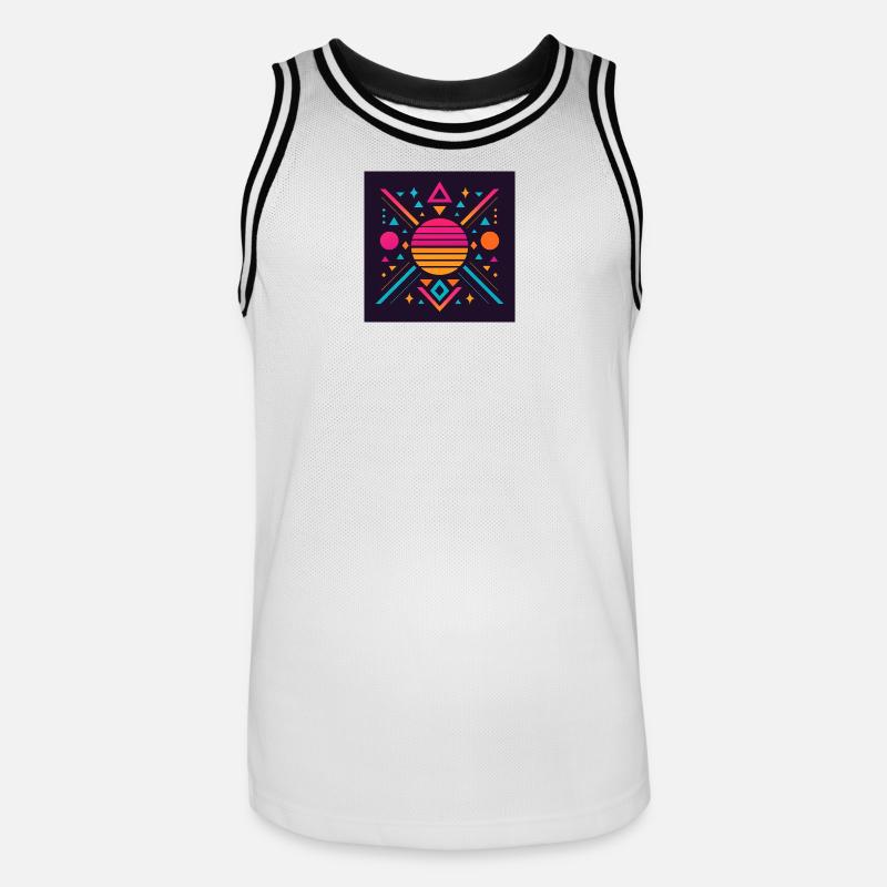 Synthwave geometric pattern - Men's Basketball Jersey - white/black