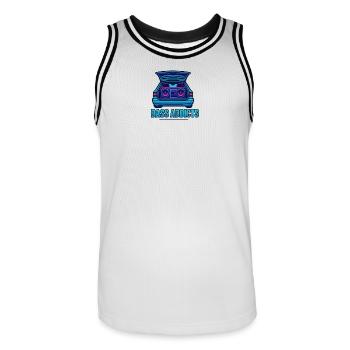 Retro Boombox Bass Addicts Design - Men's Basketball Jersey - white/black - Front - AI Model Male 185 dark (185cm)