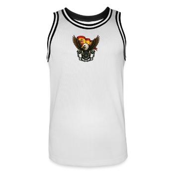 Adler und spanische Flagge in fettem Tattoo - Männer Basketball-Trikot - Weiß/Schwarz - Vorne - AI Model Male 185 dark (185cm)