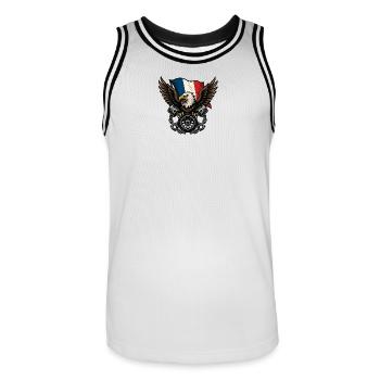 French Eagle with Flag - Men's Basketball Jersey - white/black - Front - AI Model Male 185 dark (185cm)