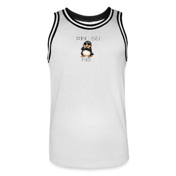 Before you ask: Nope – Penguin Edition - Men's Basketball Jersey - white/black - Front - AI Model Male 185 dark (185cm)