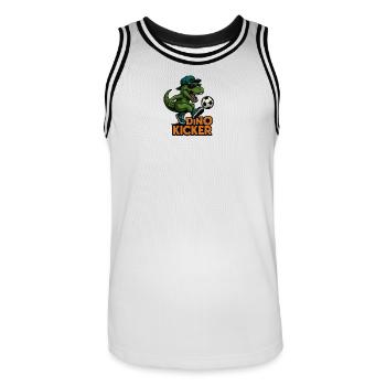 Football Dino - Men's Basketball Jersey - white/black - Front - AI Model Male 185 dark (185cm)
