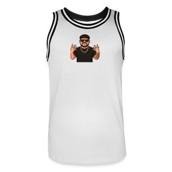 Ibiza Final Vibes – Party Edition  - Männer Basketball-Trikot - Weiß/Schwarz - Vorne - AI Model Male 185 dark (185cm)