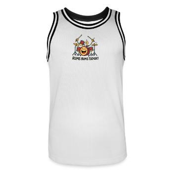Cheerful Drum Motif with Text - Men's Basketball Jersey - white/black - Front - AI Model Male 185 dark (185cm)