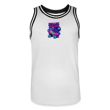 Neon Roller Skates Disco Design - Men's Basketball Jersey - white/black - Front - AI Model Male 185 dark (185cm)