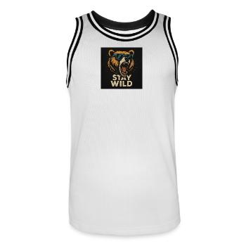 Stay Wild - Männer Basketball-Trikot - Weiß/Schwarz - Vorne - AI Model Male 185 dark (185cm)