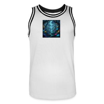 Glowing enchanted forest in the dark - Men's Basketball Jersey - white/black - Front - AI Model Male 185 dark (185cm)
