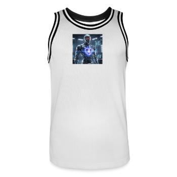 Futuristischer Roboter mit Lichteffekt - Männer Basketball-Trikot - Weiß/Schwarz - Vorne - AI Model Male 185 dark (185cm)