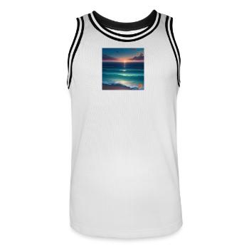 Atlantischer Sonnenuntergang über dem ruhigen Meer - Männer Basketball-Trikot - Weiß/Schwarz - Vorne - AI Model Male 185 dark (185cm)
