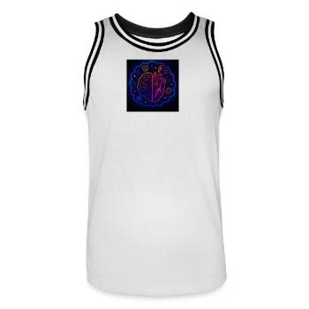 Creative Heart and Brain Neon Design - Men's Basketball Jersey - white/black - Front - AI Model Male 185 dark (185cm)