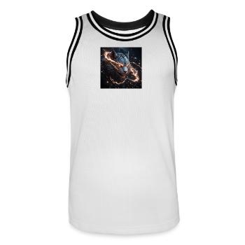 Tigre Mythique Électrisant - Maillot de basket Homme - blanc/noir - Devant - AI Model Male 185 dark (185cm)