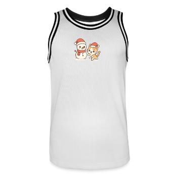 Mignon bonhomme de neige chat de Noël - Maillot de basket Homme - blanc/noir - Devant - AI Model Male 185 dark (185cm)