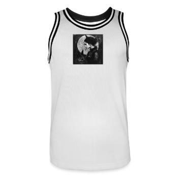 Chat de nuit et fille démone - Maillot de basket Homme - blanc/noir - Devant - AI Model Male 185 dark (185cm)