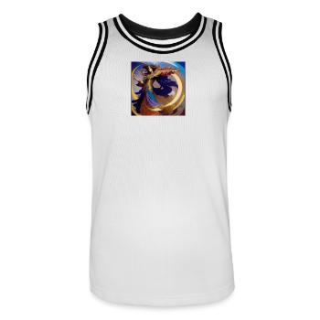 Mystische Frau mit dem Goldenen Kreis - Männer Basketball-Trikot - Weiß/Schwarz - Vorne - AI Model Male 185 dark (185cm)