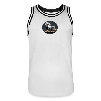 Elegant Silver Trotting Tinker Stallion - Men's Basketball Jersey - white/black - Front - AI Model Male 185 dark (185cm)