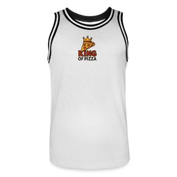 Roi de la pizza avec couronne - Maillot de basket Homme - blanc/noir - Devant - AI Model Male 185 dark (185cm)