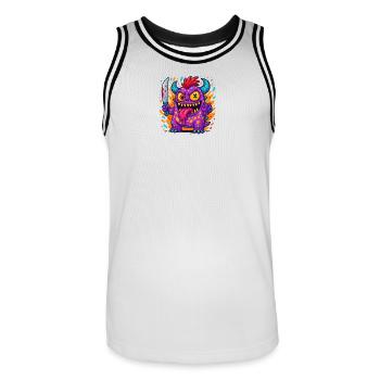 Imprimé de créature zombie excentrique - Maillot de basket Homme - blanc/noir - Devant - AI Model Male 185 dark (185cm)