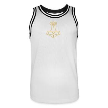 Marteau de Thor Mjölnir – Noble symbole nordique - Maillot de basket Homme - blanc/noir - Devant - AI Model Male 185 dark (185cm)