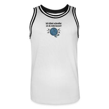 La turbine à tricoter - Maillot de basket Homme - blanc/noir - Devant - AI Model Male 185 dark (185cm)
