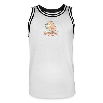 Sleeping raccoon illustration - Men's Basketball Jersey - white/black - Front - AI Model Male 185 dark (185cm)