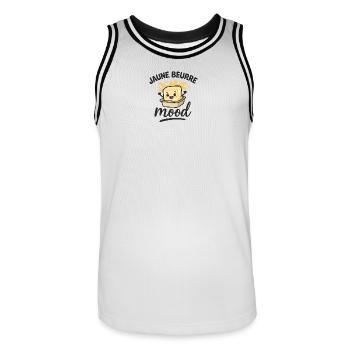 GELBE BUTTER STIMMUNG - Männer Basketball-Trikot - Weiß/Schwarz - Vorne - AI Model Male 185 dark (185cm)