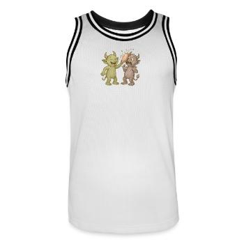 Verspielte Werwolf-Karikatur im Humorstil - Männer Basketball-Trikot - Weiß/Schwarz - Vorne - AI Model Male 185 dark (185cm)