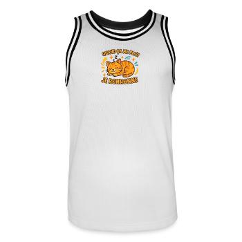 Cat purrs when I like it - Men's Basketball Jersey - white/black - Front - AI Model Male 185 dark (185cm)
