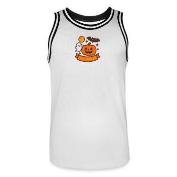 Pumpkin Face Halloween Banner - Men's Basketball Jersey - white/black - Front - AI Model Male 185 dark (185cm)