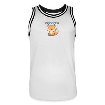 Kawaii Vixen Illustration - Men's Basketball Jersey - white/black - Front - AI Model Male 185 dark (185cm)