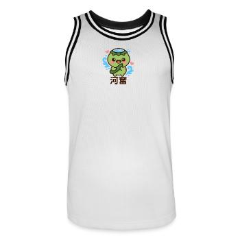 Petite créature marine avec concombre - Maillot de basket Homme - blanc/noir - Devant - AI Model Male 185 dark (185cm)