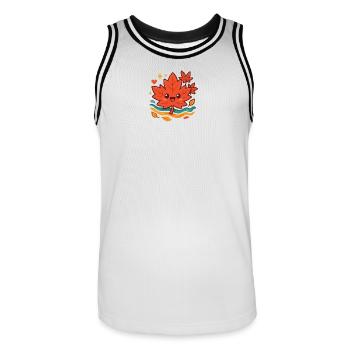 Kuscheliges Herbstblatt Lächeln - Männer Basketball-Trikot - Weiß/Schwarz - Vorne - AI Model Male 185 dark (185cm)