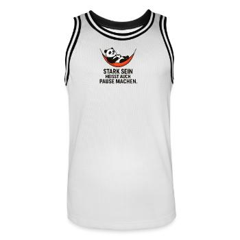 Panda Break Power Saying - Men's Basketball Jersey - white/black - Front - AI Model Male 185 dark (185cm)