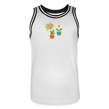 Fröhliche Topfpflanzen Trio - Männer Basketball-Trikot - Weiß/Schwarz - Vorne - AI Model Male 185 dark (185cm)
