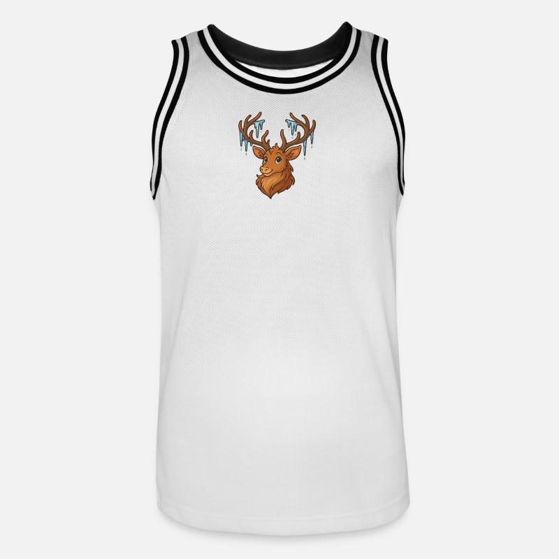 Winterhirsch mit Eiszapfen - Männer Basketball-Trikot - Weiß/Schwarz