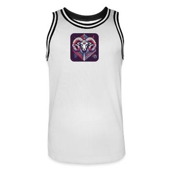 Neon Ram Ram Geometric Line Art - Men's Basketball Jersey - white/black - Front - AI Model Male 185 dark (185cm)
