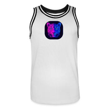 Néon géométrique léopard - Maillot de basket Homme - blanc/noir - Devant - AI Model Male 185 dark (185cm)